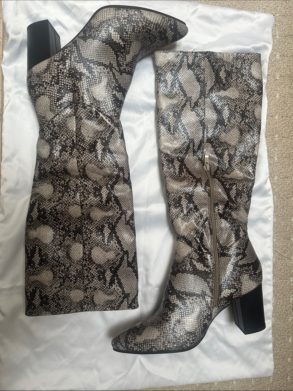 Faux snakeskin tall fashion boot Never worn